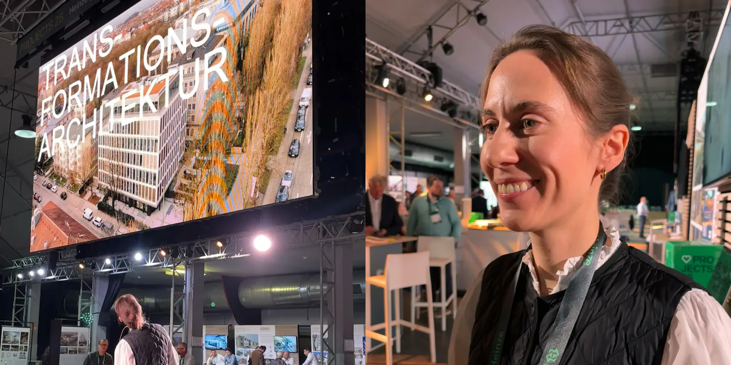 Pecha_Kucha: Projekt Leopoldstrasse wird auf einer großen Leinwand präsentiert.