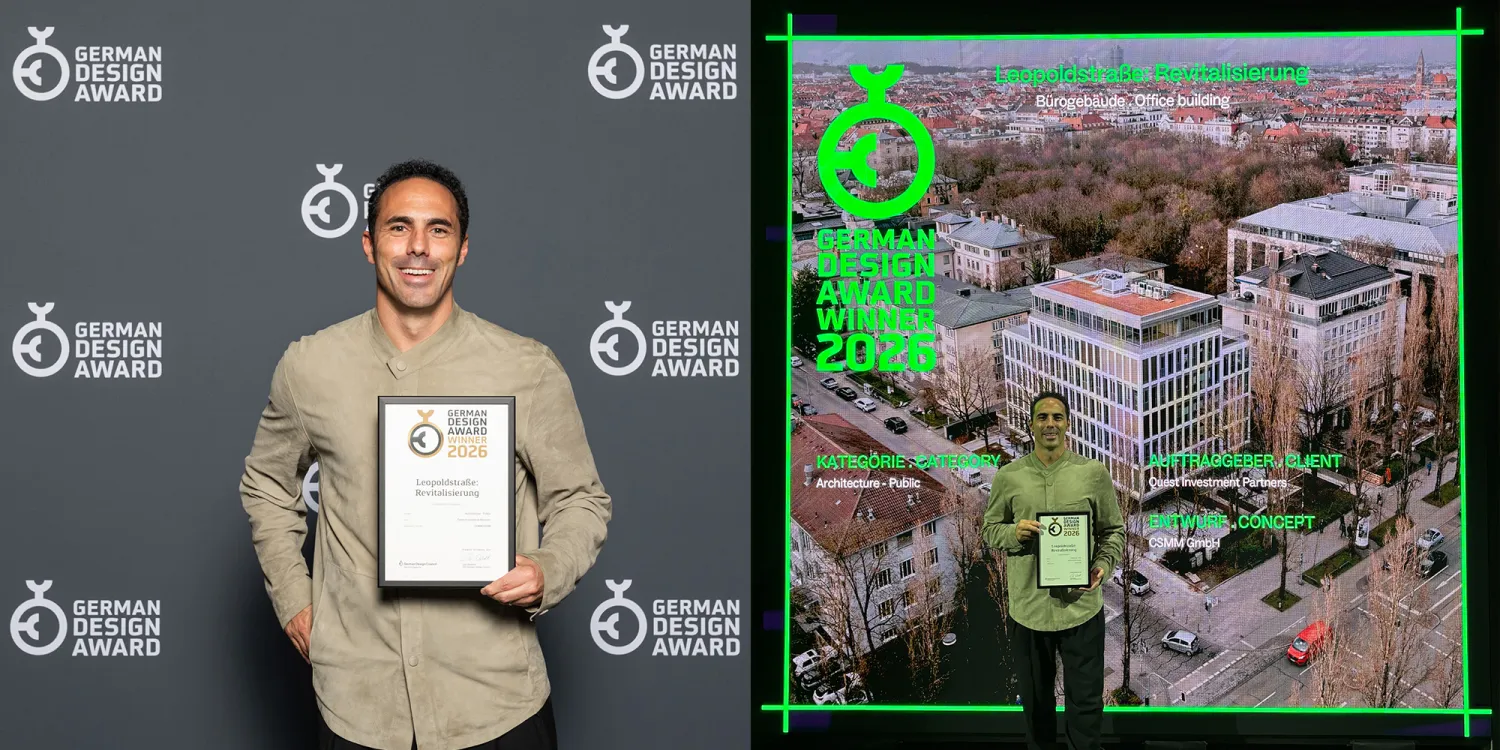 German Design Award: Fouad Brighache hält Auszeichnung in der Hand