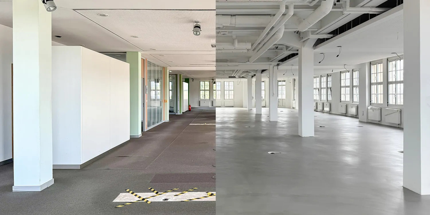 Office Relocation: Große Schiebetür als Raumteiler