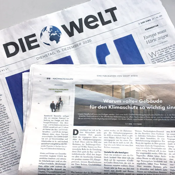 DIE WELT veröffentlicht Beilage zu Energie und Nachhaltigkeit mit CSMM-Geschäftsführer Timo Brehme im Experten-Interview.
