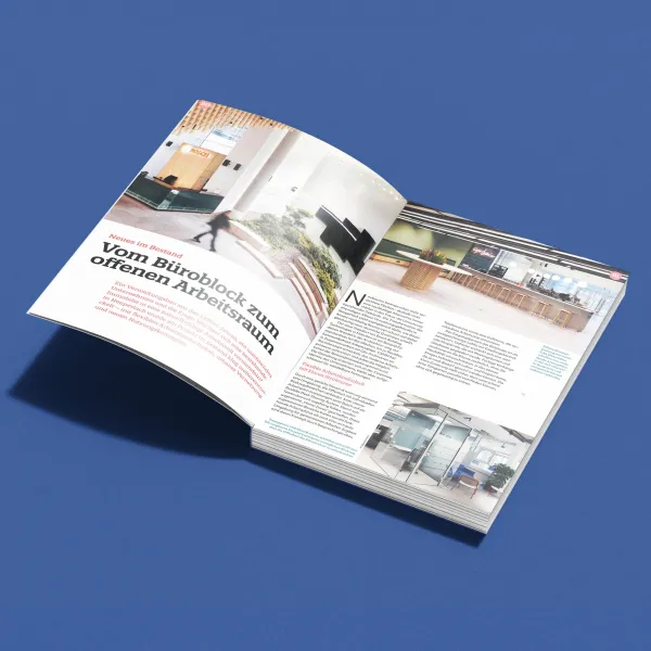 Schulbau – Offenes Magazin zeigt Artikel zur Transformation von Bürogebäuden in moderne Arbeitsräume.