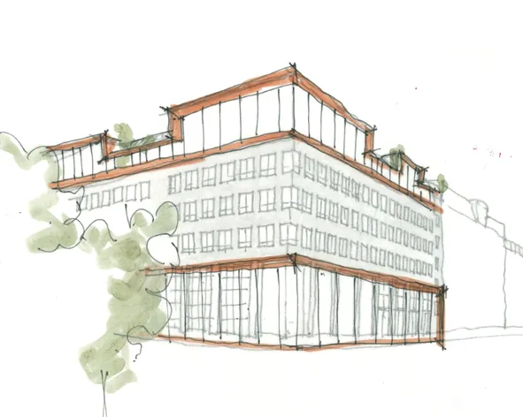 Aussenfassade Scribble Entwurf der Fassade hat eine große Fensterfront