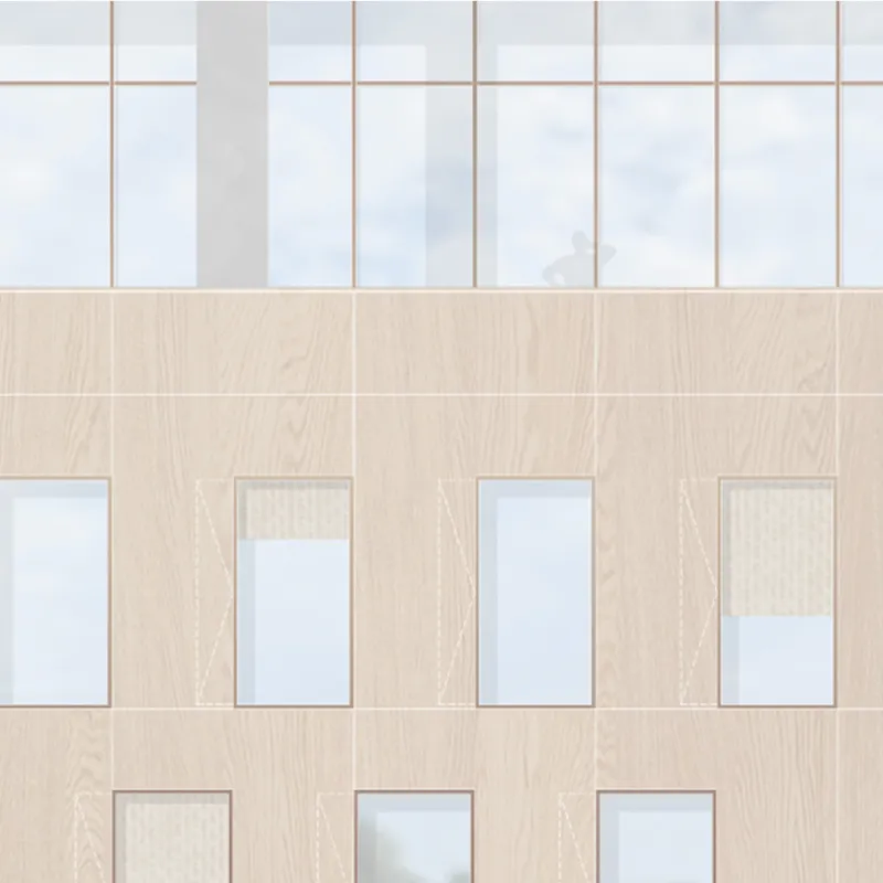 Rathaus der Zukunft: Fassade mit Fensterausschnitte